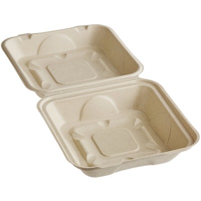 9" x 9" x 3" Compostable PLA Lined Fiber Clamshell... 2