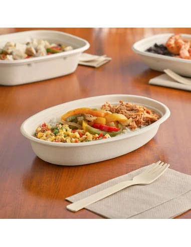26 oz. Compostable Fiber Burrito Bowl - 300/Case