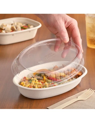 26 oz . Clear Compostable PLA Burrito Bowl Lid...