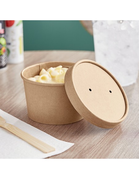 6 oz. Kraft Poly-Coated Paper Food Cup with Vented Paper Lid - 250/Case
