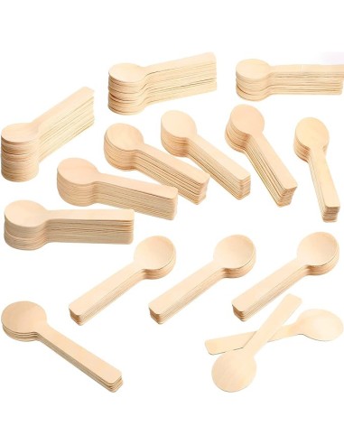 1000 Pack Mini Wooden Spoons 4 Inch Wood Small...