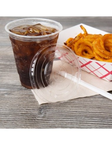 9-12oz. 92 mm Clear Flat Lid with Straw Slot...