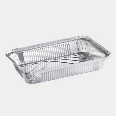 1.5 lb Oblong Shallow Foil Take-Out Container - 500/Case