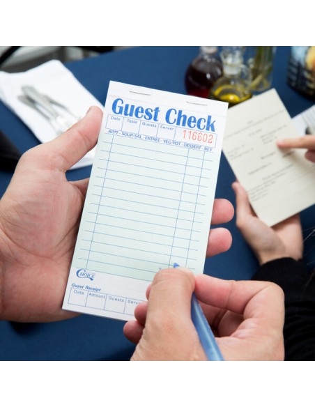 2 Part Green and White Carbonless Guest Check with Bottom Guest Receipt - 50/Case