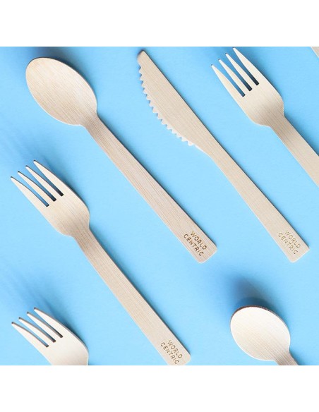 6.7" Bamboo Utensil Sets Individually Wrapped W/Napkin | 250 Count