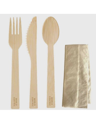 6.7" Bamboo Utensil Sets Individually Wrapped...
