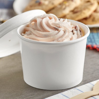 12 oz White Double Poly-Coated Paper Food Cup with Vented...