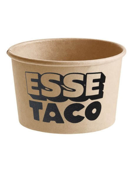 Esse Taco 6 oz Kraft Poly-Coated Paper Food Cup and lids Combo 1000/Case