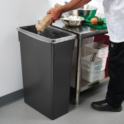Winco Slender Trash Can, 23-Gallon, Black 2
