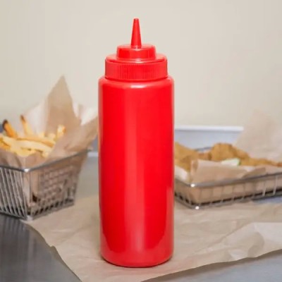 16 oz. Red Wide Mouth Squeeze Bottle - 6/Pack