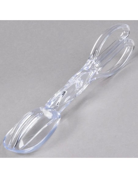 Fineline Platter Pleasers 11 1/2" Clear Plastic Salad Tongs - 48/Case
