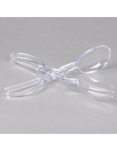 Fineline Platter Pleasers 11 1/2" Clear Plastic Salad Tongs - 48/Case