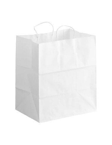 14" x 10" x 15" White Paper Shopping Bag with...