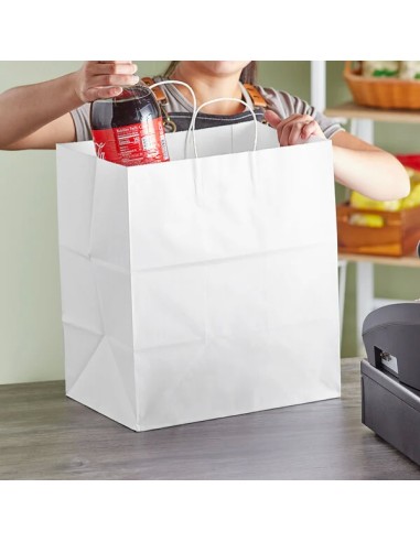 14" x 10" x 15" White Paper Shopping Bag with...