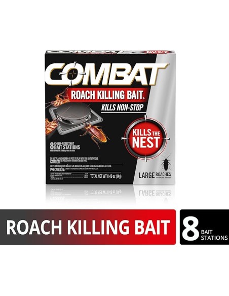 Combat Roach Killing Bait, Large Roaches, Kills The Nest, Child-Resistant, 8 Count