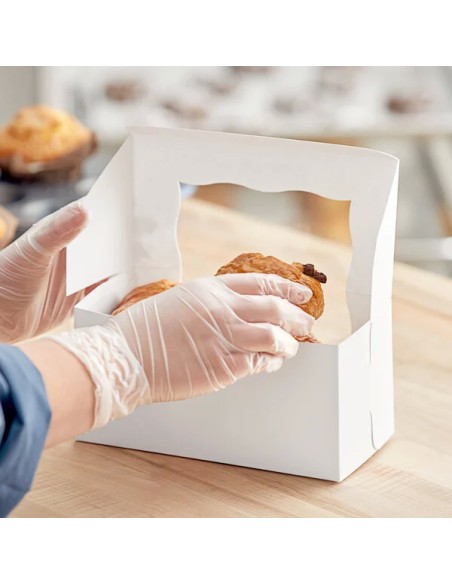 Baker's Lane 8" x 4" x 4" White Window Cupcake / Bakery Box - 100/Bundle