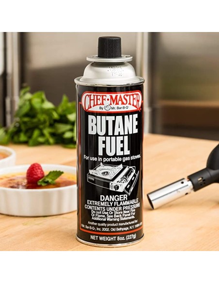 Chef Master 90340 - Pack of 4 Butane Fuel Cylinders- 8oz Butane Canisters for Portable Stove