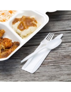 Medium Weight White Wrapped Plastic Cutlery 4 Set with...