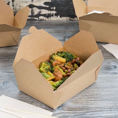 Kraft No 3 Microwavable Folded Paper Take-Out Container 7...