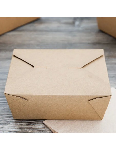 Kraft No 8 Microwavable Folded Paper Take-Out Container 6″ x 4 5/8″ x 2 1/2″ – 300/Case