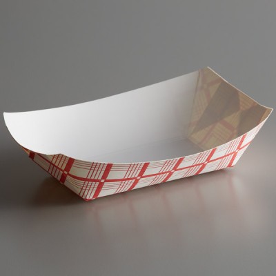 1 lb. Red Check Paper Food Tray - 1000/Case