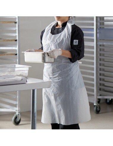 Disposable Heavy Weight White Poly Apron -...