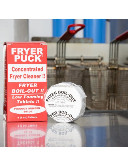 Fryer Puck 4 oz. Concentrated Deep Fat Fryer Cleaning Tablet - 5/Pack