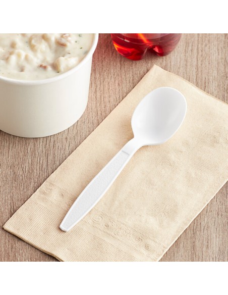 White Heavy Weight Plastic Soup Spoon - Case of 1000