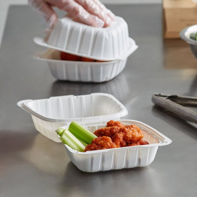 6" x 6" 1-Compartment Microwavable White Mineral-Filled... 2