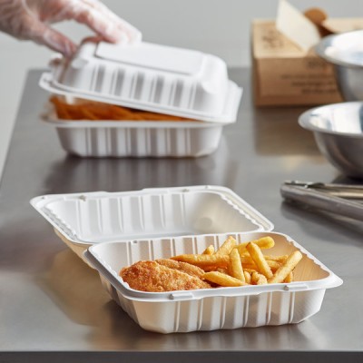 8" x 8" 1-Compartment Microwavable White Mineral-Filled... 2