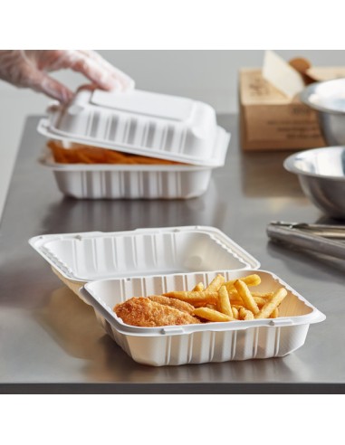 8" x 8" 1-Compartment Microwavable White...