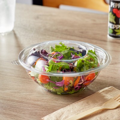 24 oz. Clear Plastic Salad Bowl with Lid - 150/Case 2