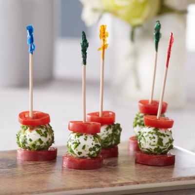 4" Frill Club Food Pick with Assorted Colors - 1000/Pack