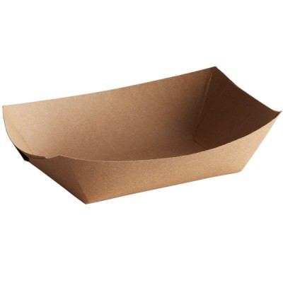 2 lb. Natural Eco-Kraft Customizable Paper Food Tray -...
